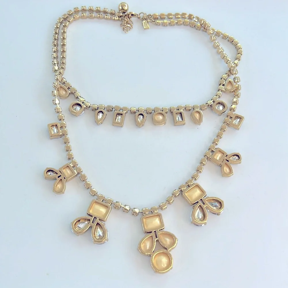 Rare Kate Spade Double Layer Secret Garden Rhinestone Statement Necklace